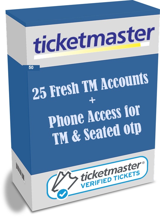 50 Fresh Ticketmaster Accounts with 50 Outlook emails + Phone Line access Monthly Package