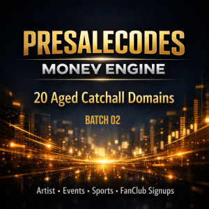 PRESALECODES.COM Owned 20 Old Catchall Domains | Main Presale Codes Engine Batch 02